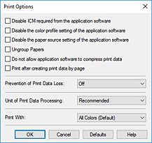 figure:Print Options dialog box